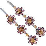 Miriam Flowers Bobby Pin Pair Austria Crystal Silver Blue Pink Purple Brown AB, Bobby Pin - MOGHANT