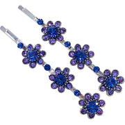 Miriam Flowers Bobby Pin Pair Austria Crystal Silver Blue Pink Purple Brown AB, Bobby Pin - MOGHANT