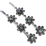 Miriam Flowers Bobby Pin Pair Austria Crystal Silver Blue Pink Purple Brown AB, Bobby Pin - MOGHANT