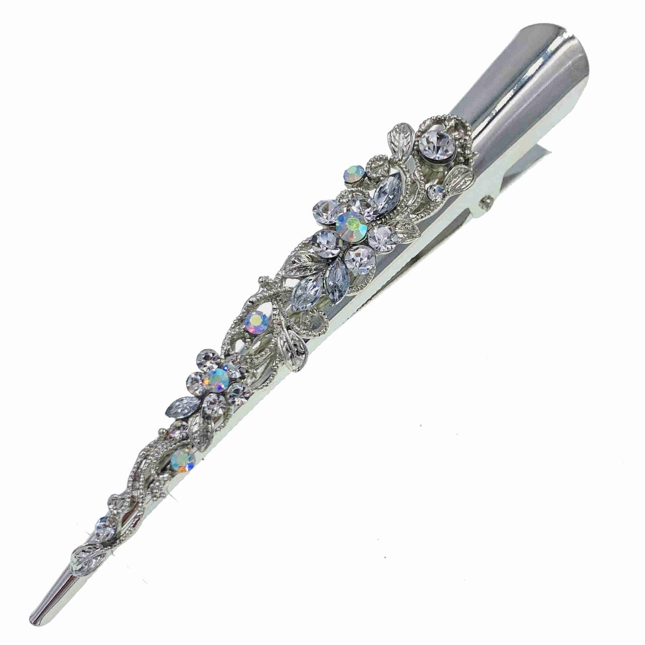 Kyla Flower Hair Clip Hairpin Clamp Alligator Pelican Beak Rhinestone Crystal