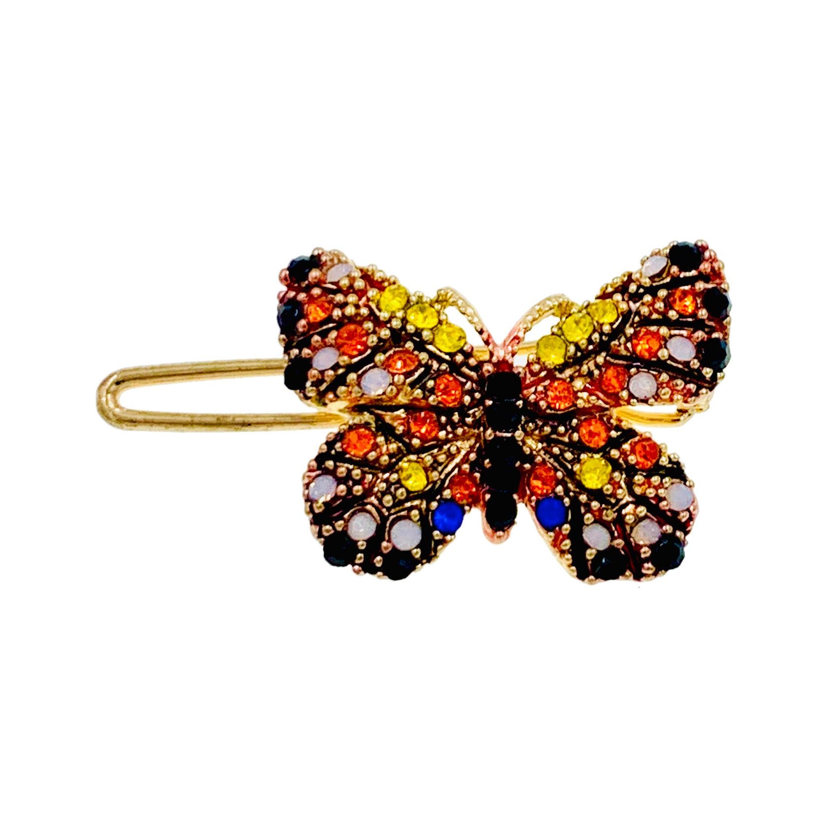 Fairy Handmade Small Butterfly Hair Clip use Swarovski Elementary Crystal Pink Blue Gold Brown Yellow Green Purple Black White, Hair Clip - MOGHANT