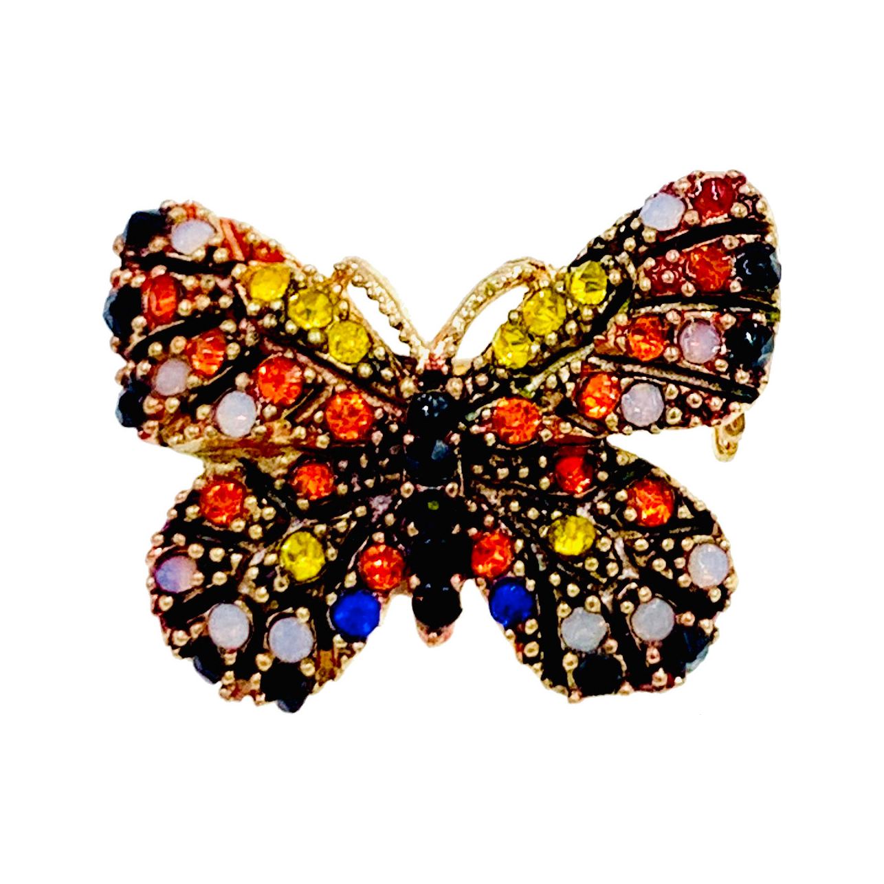 Fairy Handmade Small Butterfly Brooch Pin use Swarovski Elementary Crystal Pink Blue Gold Brown Yellow Green Purple Black White Hat Dress Scarf, Brooch - MOGHANT