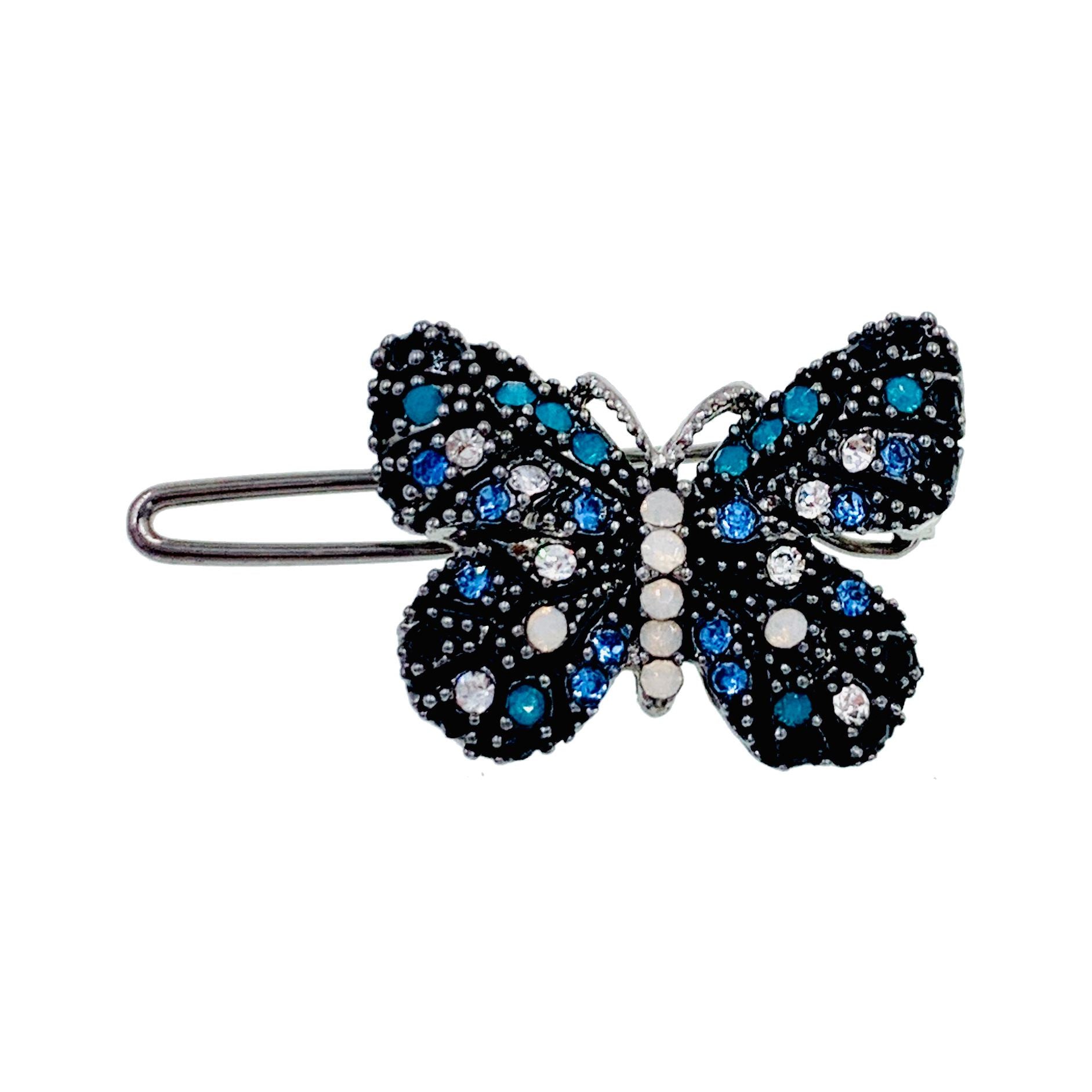 Fairy Handmade Small Butterfly Hair Clip use Swarovski Elementary Crystal Pink Blue Gold Brown Yellow Green Purple Black White, Hair Clip - MOGHANT