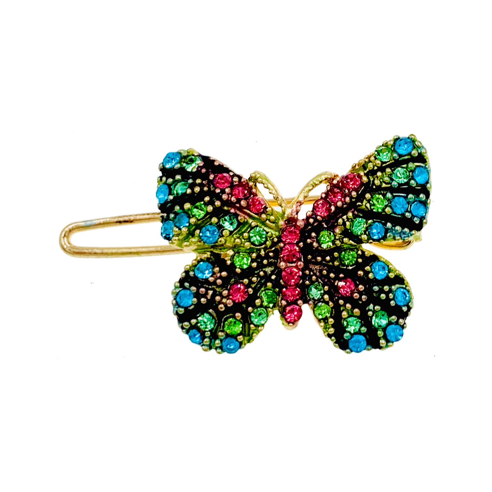 Fairy Handmade Small Butterfly Hair Clip use Swarovski Elementary Crystal Pink Blue Gold Brown Yellow Green Purple Black White, Hair Clip - MOGHANT