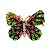 Fairy Handmade Small Butterfly Brooch Pin use Swarovski Elementary Crystal Pink Blue Gold Brown Yellow Green Purple Black White Hat Dress Scarf, Brooch - MOGHANT