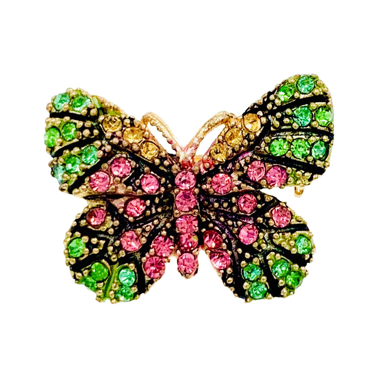 Fairy Handmade Small Butterfly Brooch Pin use Swarovski Elementary Crystal Pink Blue Gold Brown Yellow Green Purple Black White Hat Dress Scarf, Brooch - MOGHANT