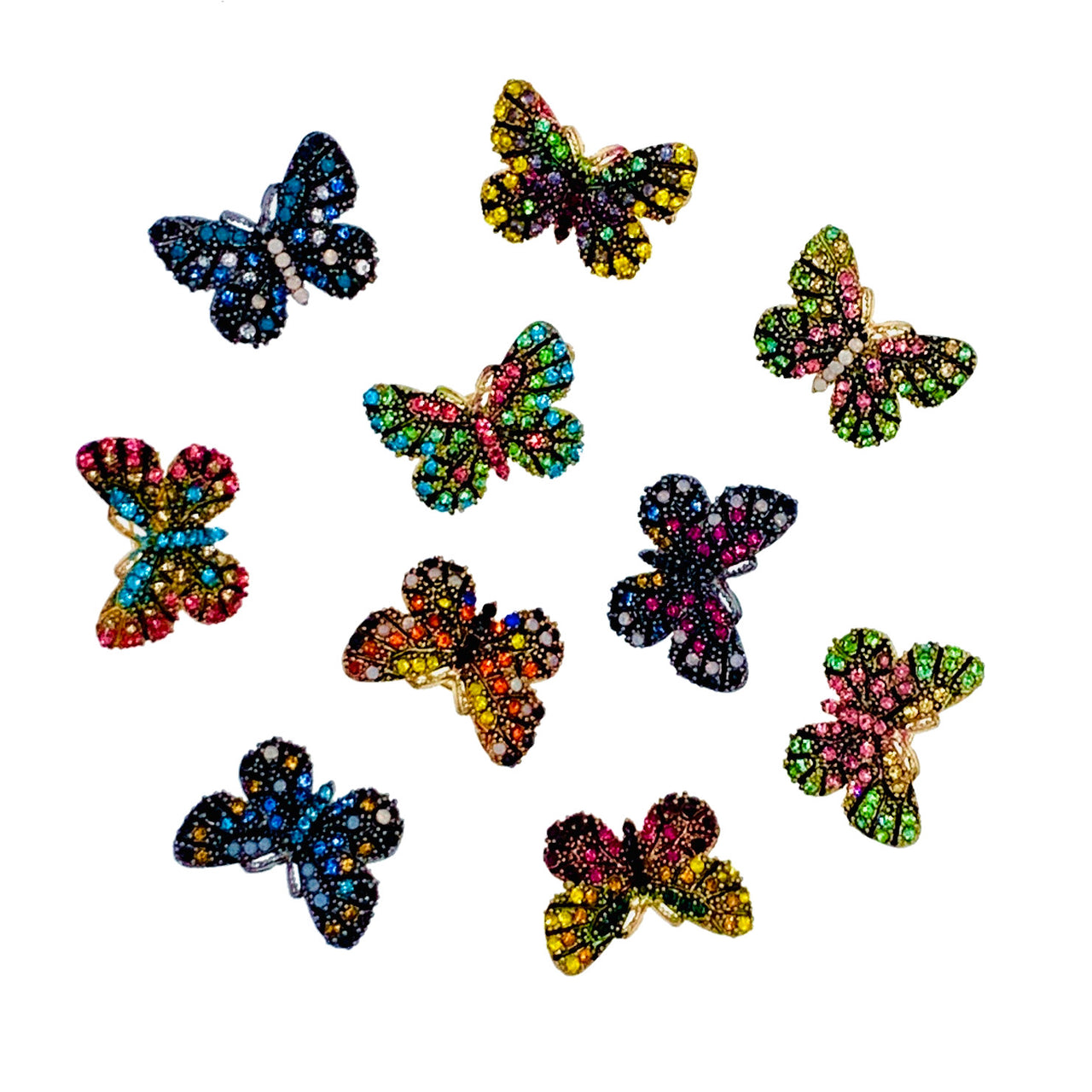 Fairy Handmade Small Butterfly Brooch Pin use Swarovski Elementary Crystal Pink Blue Gold Brown Yellow Green Purple Black White Hat Dress Scarf, Brooch - MOGHANT