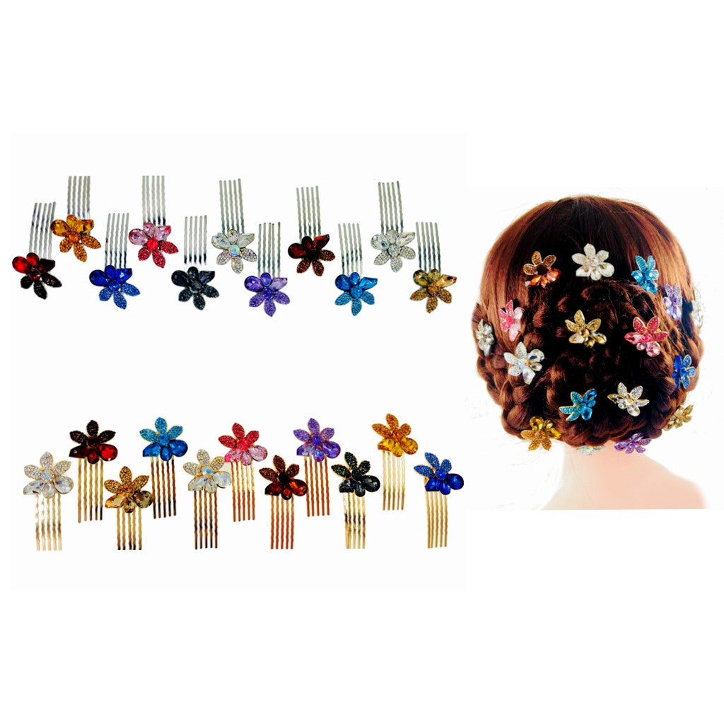 Windflower Flower Small Hair Comb made with  Swarovski  Elements Crystal Wedding Bridal Prom Party, Hair Comb - MOGHANT