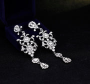 Rhinestone Crystal Drop Dangle Long Earring Wedding Bridal Silver, Dangle/Drop Earring - MOGHANT