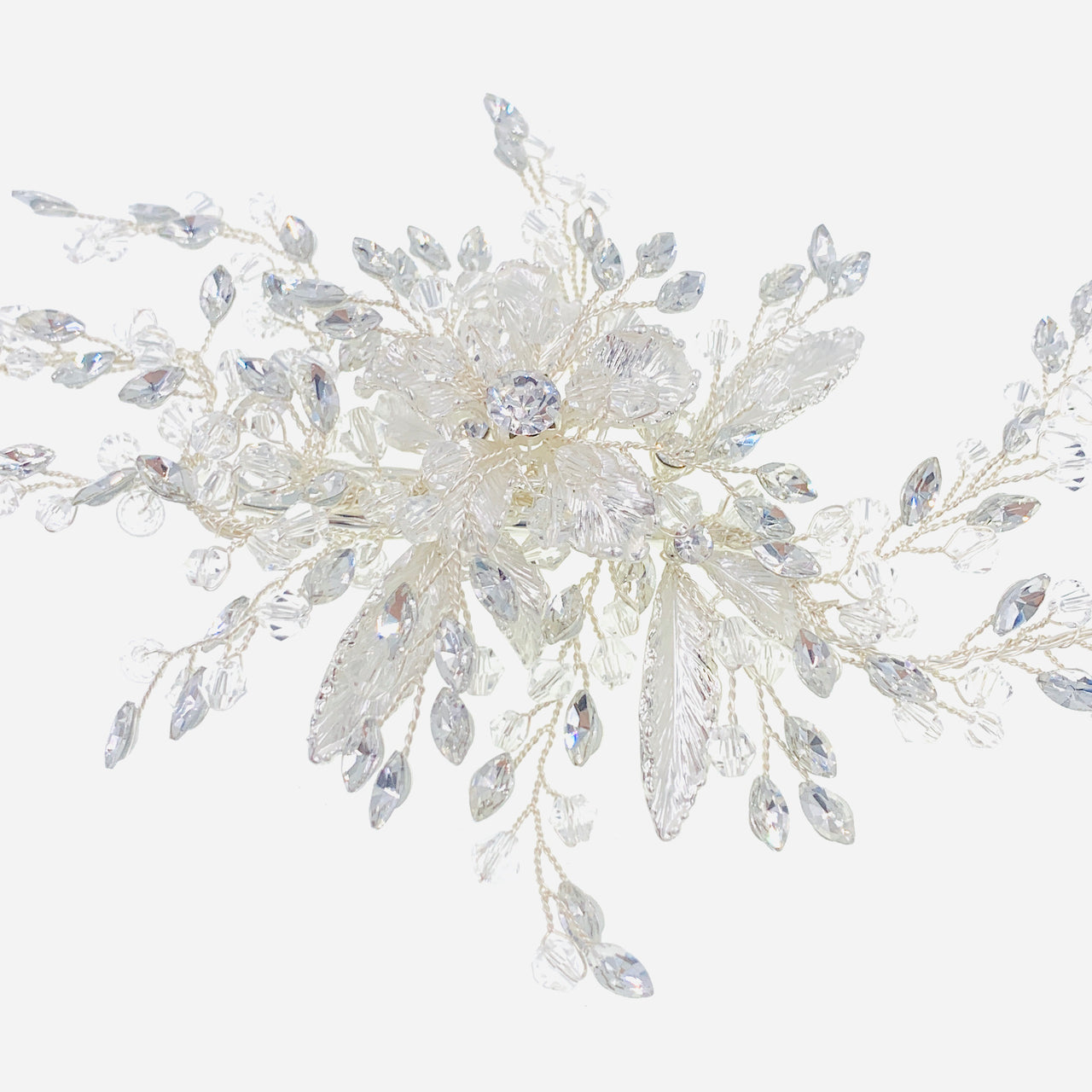 Alphonsine Handmade Wedding Hair Clip Flower with Austrian Crystals, Wedding Hair Comb - MOGHANT