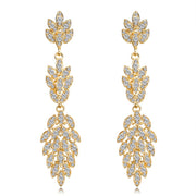 Rhinestone Crystal Drop Dangle Long Earring Wedding Bridal Gold, Dangle/Drop Earring - MOGHANT