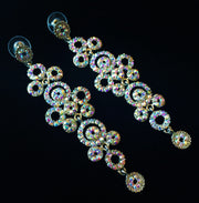 Earring use Swarovski Crystal Dangle Drop Wedding Bridal Rhodium AB Silver Flower, Dangle/Drop Earring - MOGHANT