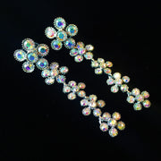 Earring use Swarovski Crystal Dangle Drop Wedding Bridal Rhodium AB Silver Flower, Dangle/Drop Earring - MOGHANT
