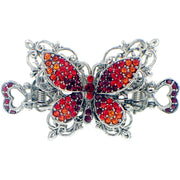 Bird Wing Butterfly Hair Claw Jaw Clip use Austrian Crystal Vintage silver base Black Blue Brown Gray AB Pink Purple Red Green, Hair Claw - MOGHANT
