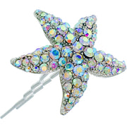 Starfish Hair Stick Pin Sea Star use Swarovski Crystal silver base, Hair Stick - MOGHANT