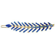 Fern Leaf Hair Clip Rhinestone Crystal gold base Blue, Hair Clip - MOGHANT