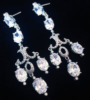Earring use Swarovski Crystal Dangle Drop Wedding Bridal Rhodium Clear Silver Chandelier, Dangle/Drop Earring - MOGHANT