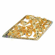 Diamond shape Barrette Handmade use Swarovski Crystal gold base Amber Light Brown, Barrette - MOGHANT