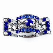 Castle Square Hair Claw Jaw Clip vintage use Rhinestone Crystal silver base Blue, Hair Claw - MOGHANT