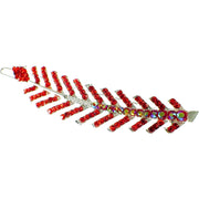 Fern Leaf Hair Clip Rhinestone Crystal silver base Red, Hair Clip - MOGHANT