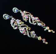 Earring use Swarovski Crystal Dangle Drop Wedding Bridal Rhodium AB Silver, Dangle/Drop Earring - MOGHANT