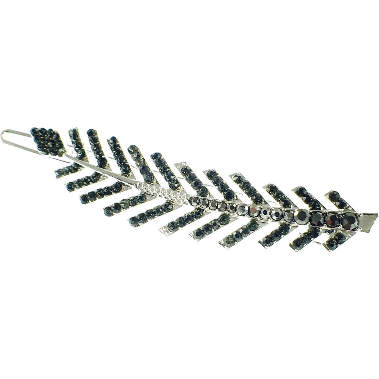 Fern Leaf Hair Clip Rhinestone Crystal silver base Gray Black, Hair Clip - MOGHANT