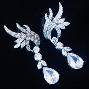 Earring use Swarovski Crystal Dangle Drop Wedding Bridal Rhodium Clear Silver, Dangle/Drop Earring - MOGHANT