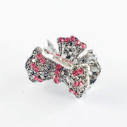 Simple Bow Knot Hair Claw Jaw Clip use Rhinestone Crystal Silver base Pink, Hair Claw - MOGHANT