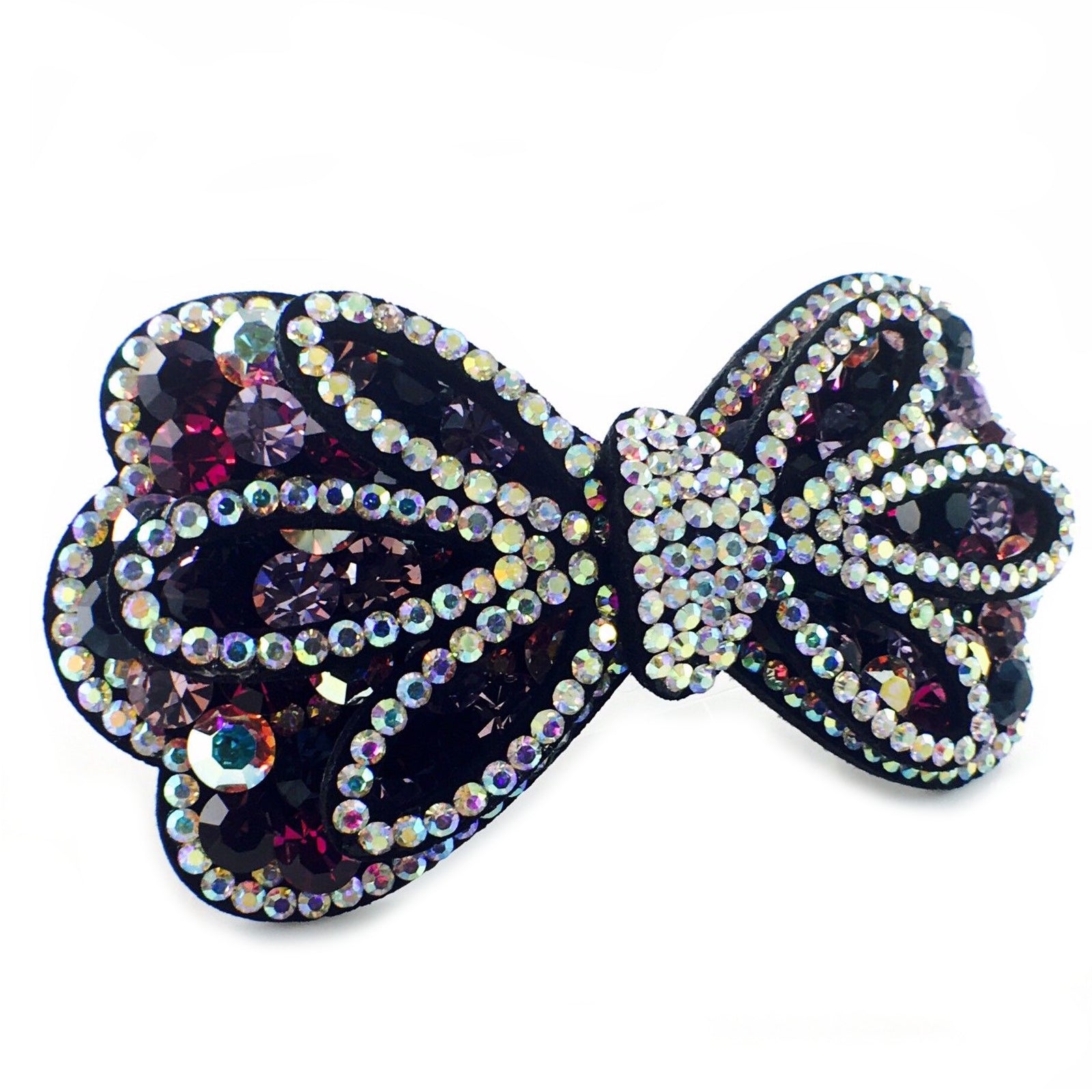 Butterfly Barrette Handmade use Swarovski Crystal Fabric base Purple, Barrette - MOGHANT