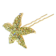 Starfish Hair Stick Pin Sea Star use Swarovski Crystal gold base, Hair Stick - MOGHANT