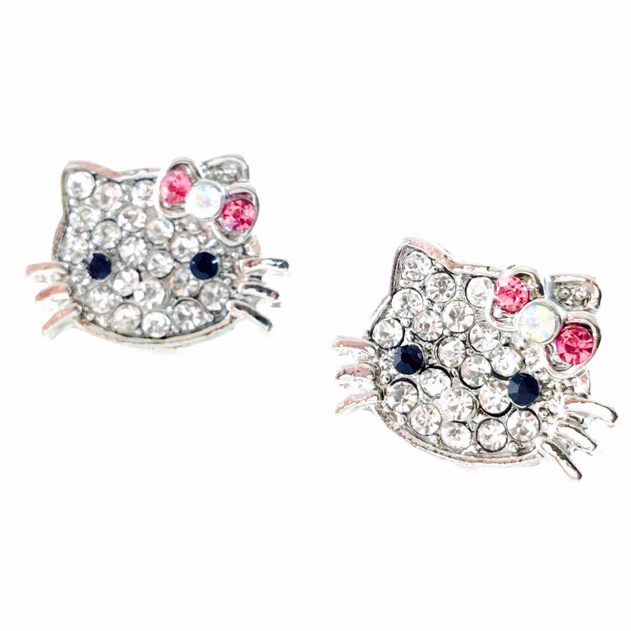 Kitty style Small Hair Clip Pair Rhinestone Crystal silver base Clear Hot Pink, Hair Clip - MOGHANT