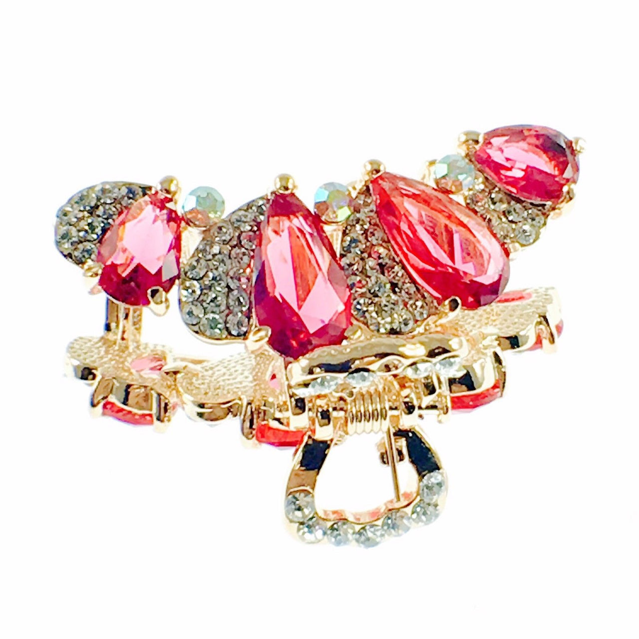 Crescent Hair Claw Jaw Clip use Swarovski Crystal gold base Pink, Hair Claw - MOGHANT