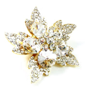 Brooch Pin use Swarovski Crystal Wedding Bridal Flower Gold base Clear, Brooch - MOGHANT