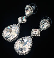 Earring use Swarovski Crystal Dangle Drop Wedding Bridal Rhodium Clear Silver, Dangle/Drop Earring - MOGHANT