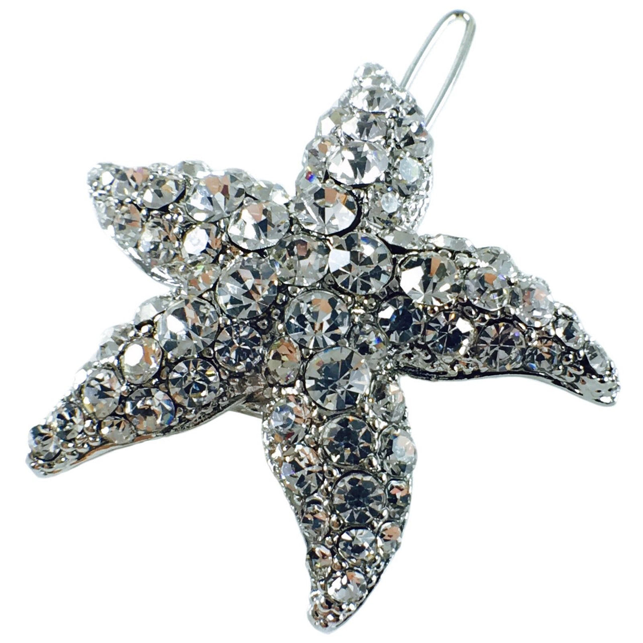 Starfish Hair Clip Sea Star use Swarovski Crystal silver base Clear, Hair Clip - MOGHANT
