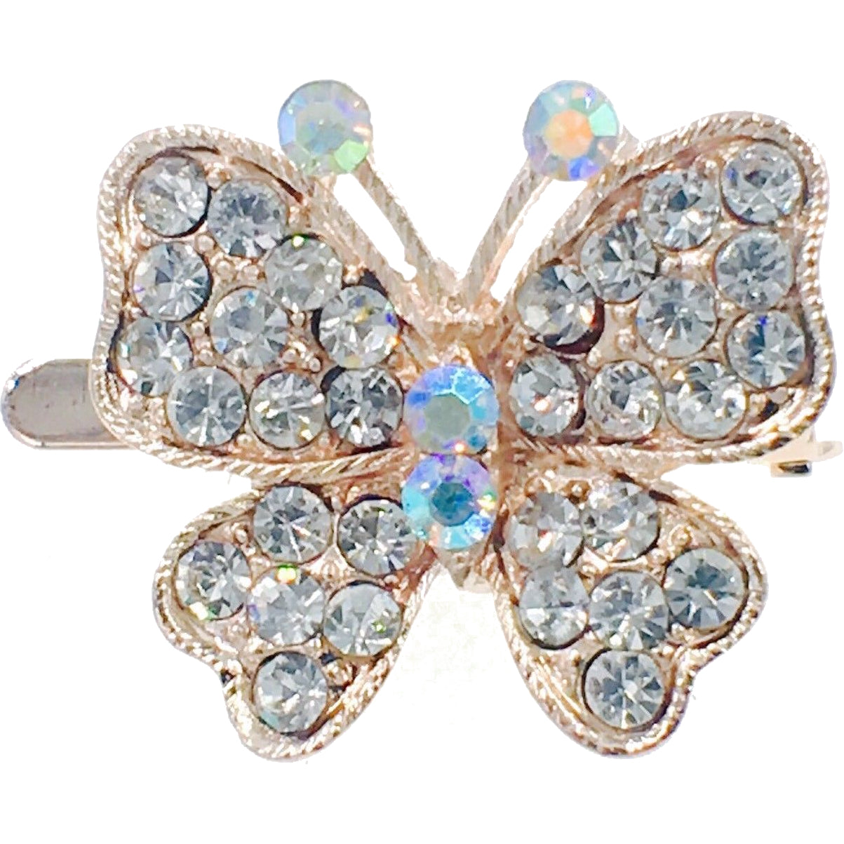 Butterfly Magnetic Hair Clip use Rhinestone Crystal gold base Clear AB, Magnetic Clip - MOGHANT