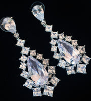 Earring use Swarovski Crystal Dangle Drop Wedding Bridal Rhodium Clear Silver, Dangle/Drop Earring - MOGHANT