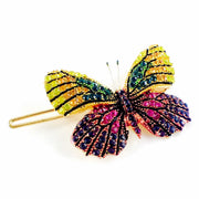 Fairy Butterfly Hair Clip Swarovski Crystal gold base multi colors Yellow Orange Green Fuchsia Purple, Hair Clip - MOGHANT