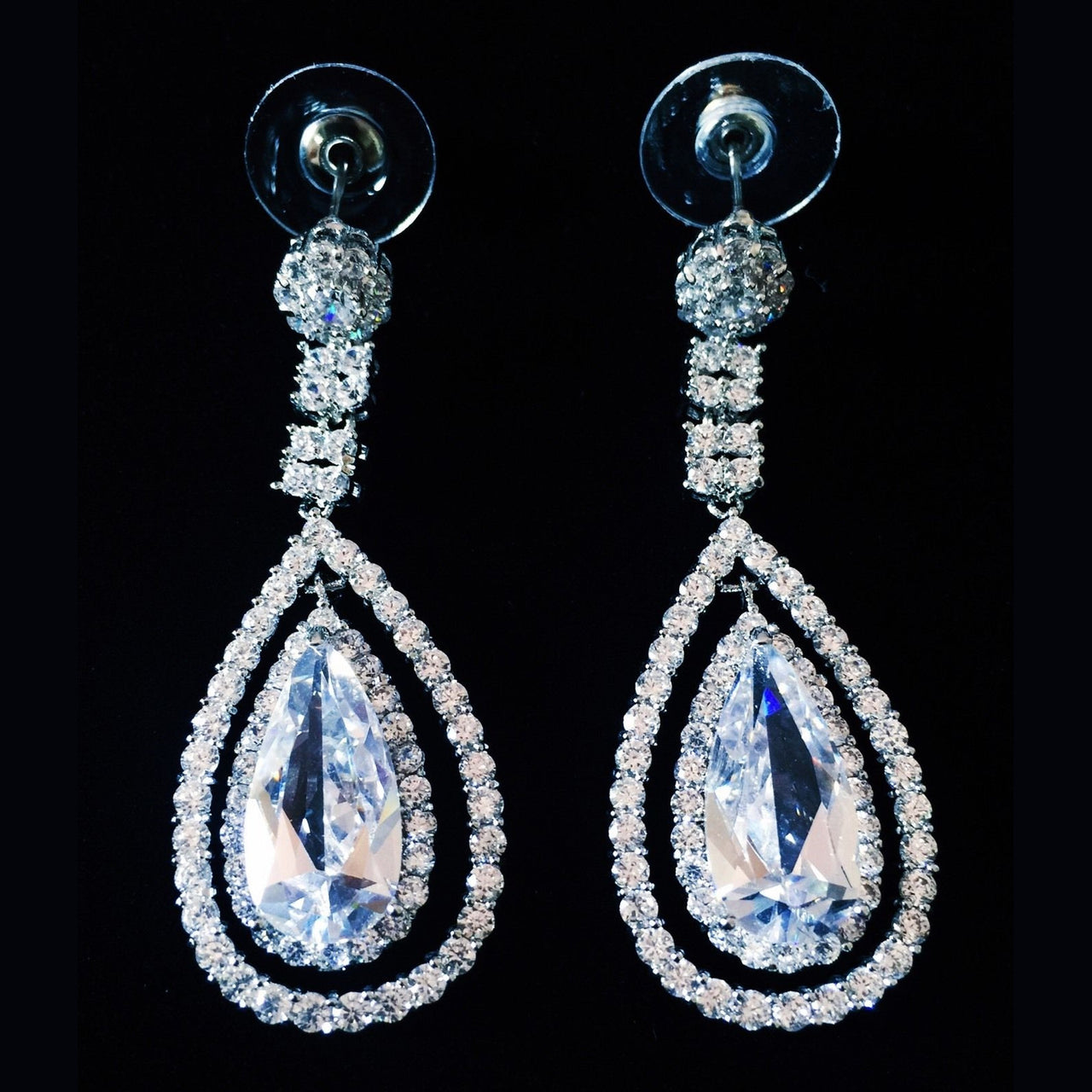 Earring use Swarovski Crystal Dangle Drop Wedding Bridal Rhodium Clear Silver, Dangle/Drop Earring - MOGHANT