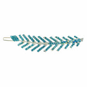 Fern Leaf Hair Clip Rhinestone Crystal silver base Blue Zircon, Hair Clip - MOGHANT
