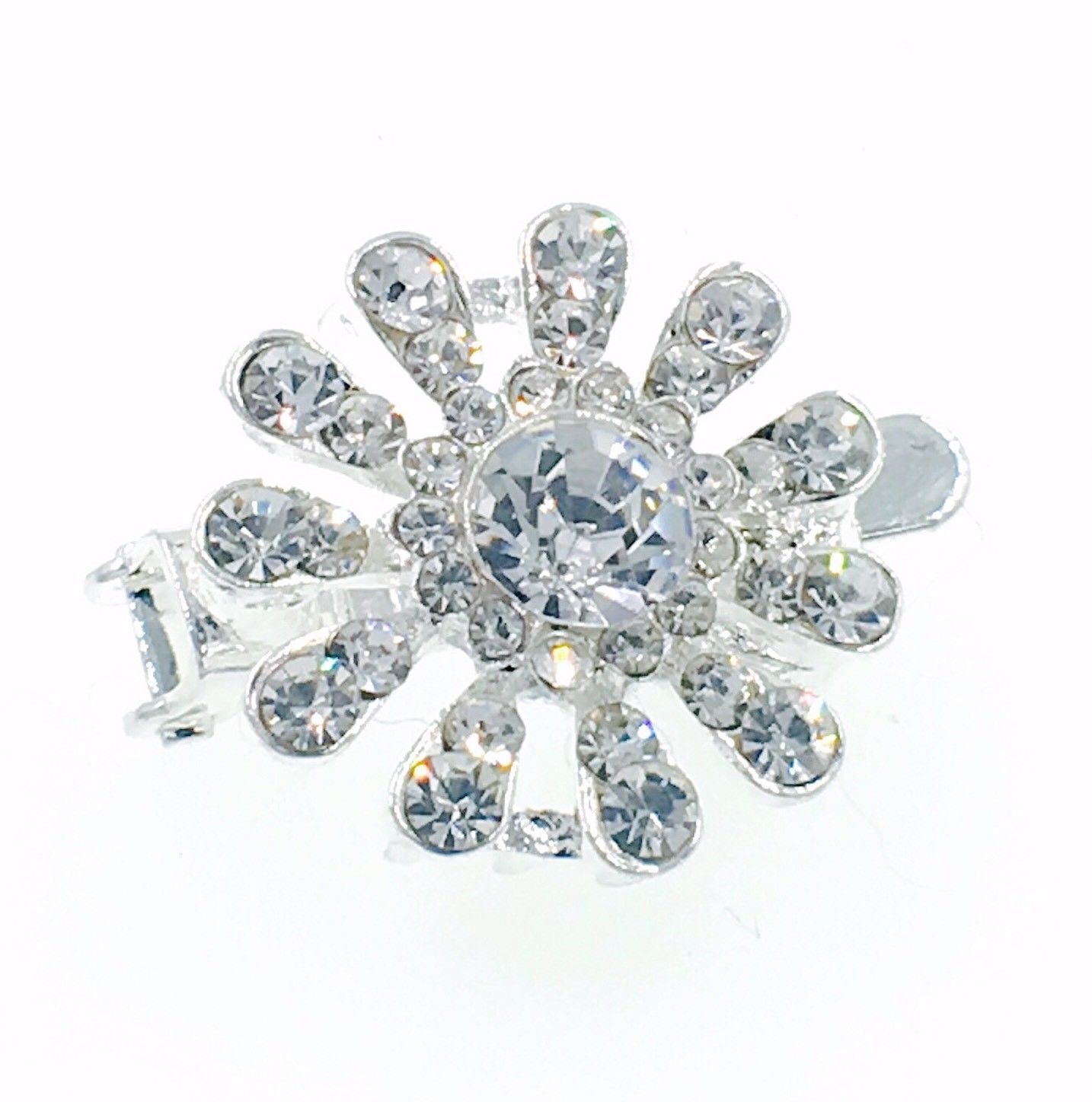 Little Sun Magnetic Hair Clip use Rhinestone Crystal silver base Clear AB, Magnetic Clip - MOGHANT