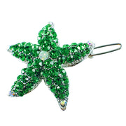 Starfish Hair Clip Sea Star use Swarovski Crystal silver base Fern Green, Hair Clip - MOGHANT
