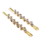 Simple Style Bobby Pin Pair Rhinestone Crystal Silver Gold (2 colors), Bobby Pin - MOGHANT
