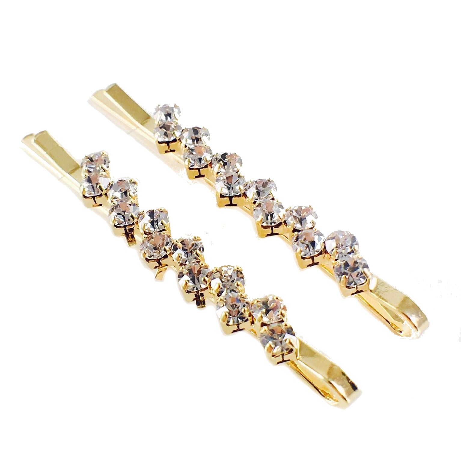 Simple Style Bobby Pin Pair Rhinestone Crystal Silver Gold (2 colors), Bobby Pin - MOGHANT