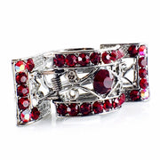 Castle Square Hair Claw Jaw Clip vintage use Rhinestone Crystal silver base Red, Hair Claw - MOGHANT