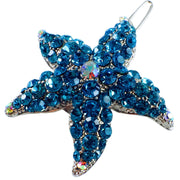 Starfish Hair Clip Sea Star use Swarovski Crystal silver base Blue Zircon, Hair Clip - MOGHANT