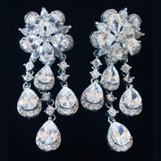 Earring use Swarovski Crystal Dangle Drop Wedding Bridal Rhodium Clear Silver, Dangle/Drop Earring - MOGHANT