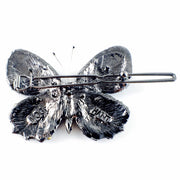 Fairy Butterfly Hair Clip use Swarovski Crystal metallic black base multi colors Blue Sapphire White Black, Hair Clip - MOGHANT