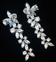 Earring use Swarovski Crystal Dangle Drop Wedding Bridal Rhodium Clear Silver Flower, Dangle/Drop Earring - MOGHANT