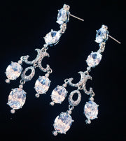 Earring use Swarovski Crystal Dangle Drop Wedding Bridal Rhodium Clear Silver Chandelier, Dangle/Drop Earring - MOGHANT